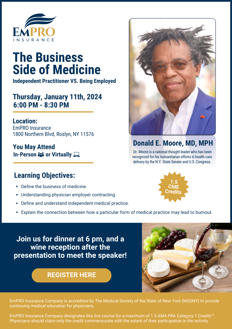 Dr. Donald E. Moore presents The Business Side of Medicine. This course earns 1.5 CME credits